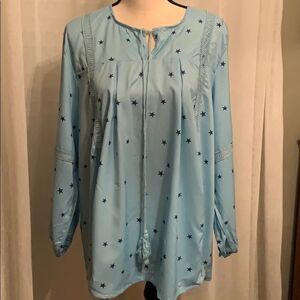 33. Maroths Tanpell Top/Blouse in Baby Blue with Stars